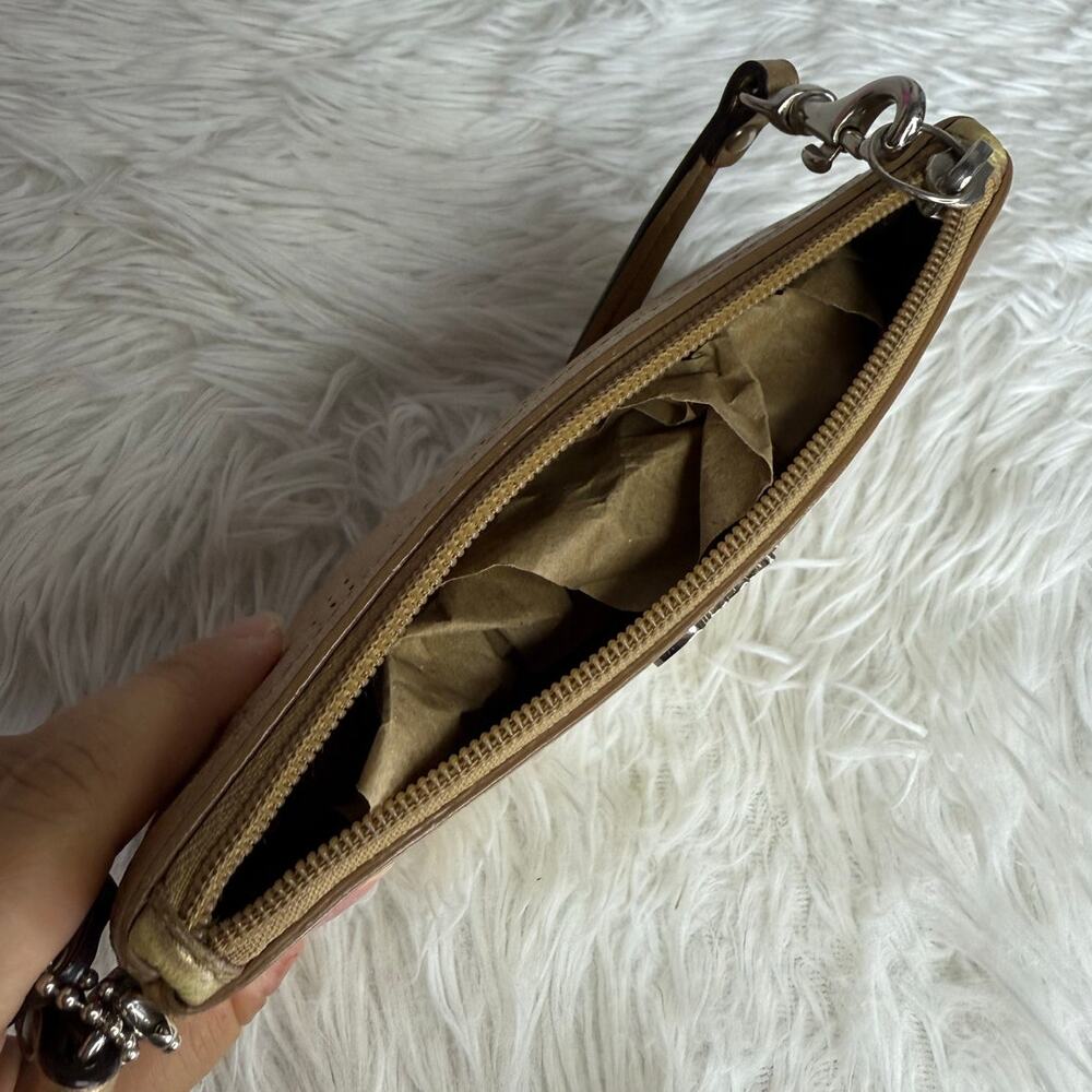 COACH Metallic Gold Signature Wristlet - Picture 4 of 6